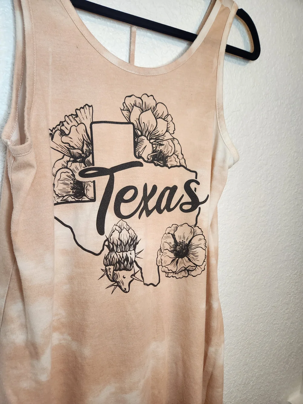 Texas Floral Tie-Dye Tank Beige coverup Size L